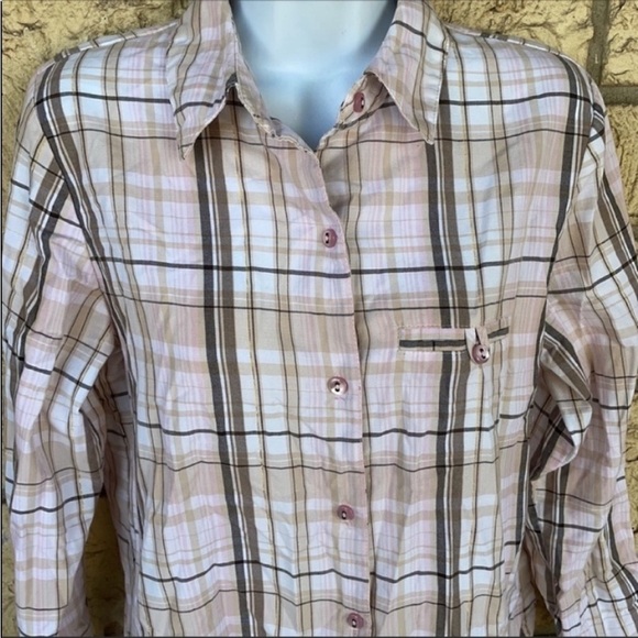 Allison Daley plaid button up shirt button up pearl buttons western - Picture 9 of 13